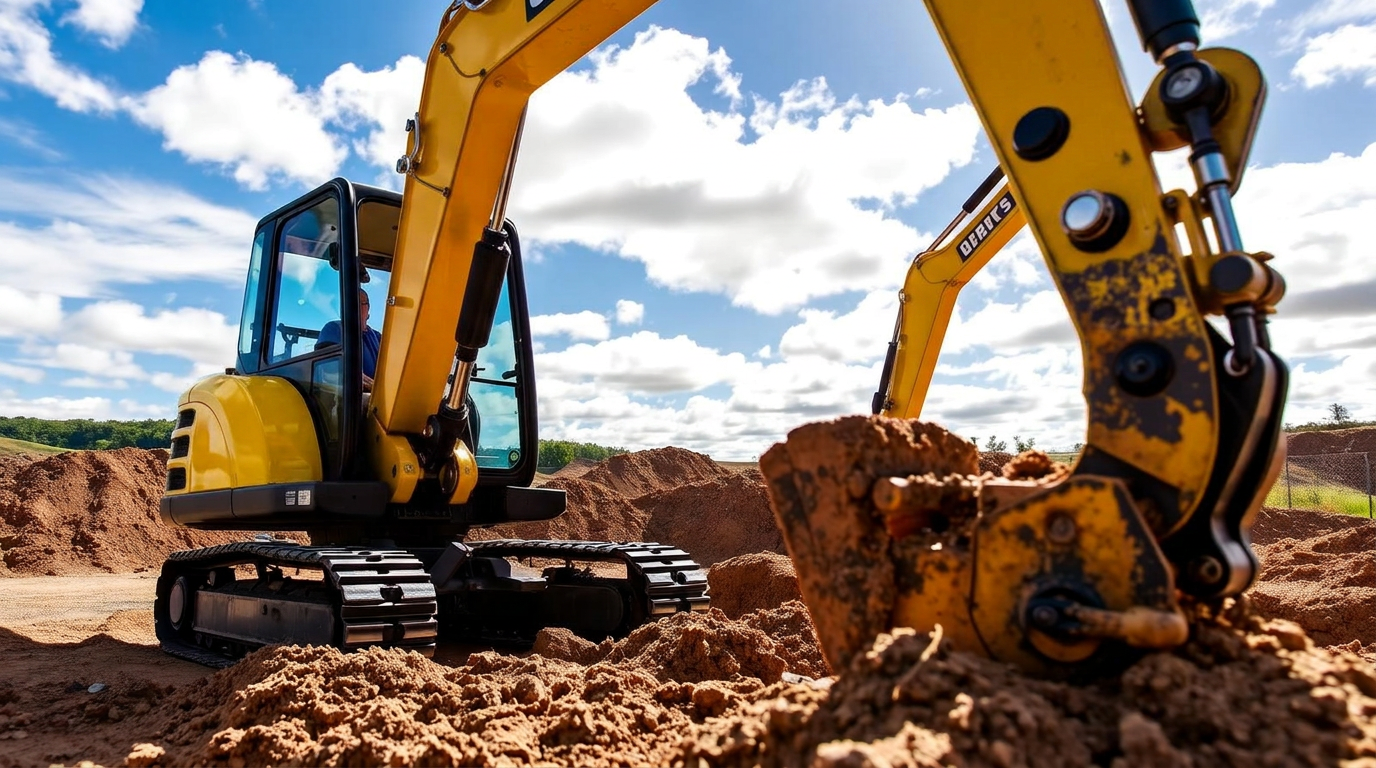 Excavator working on a construction site